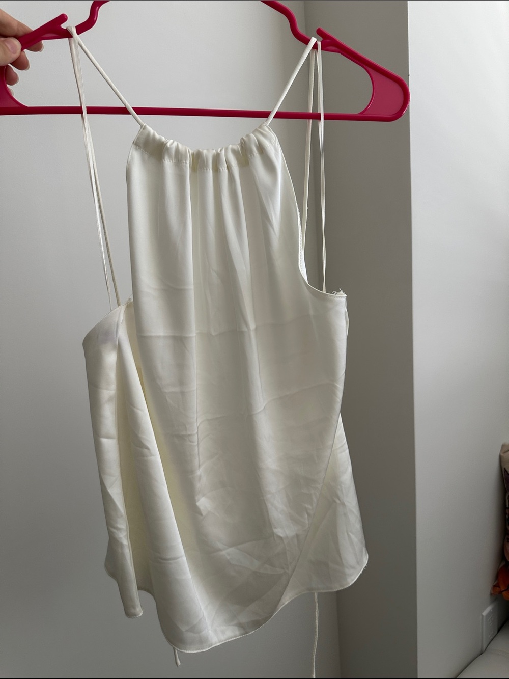 Zara Cream Satin Drawstring Neck Cami